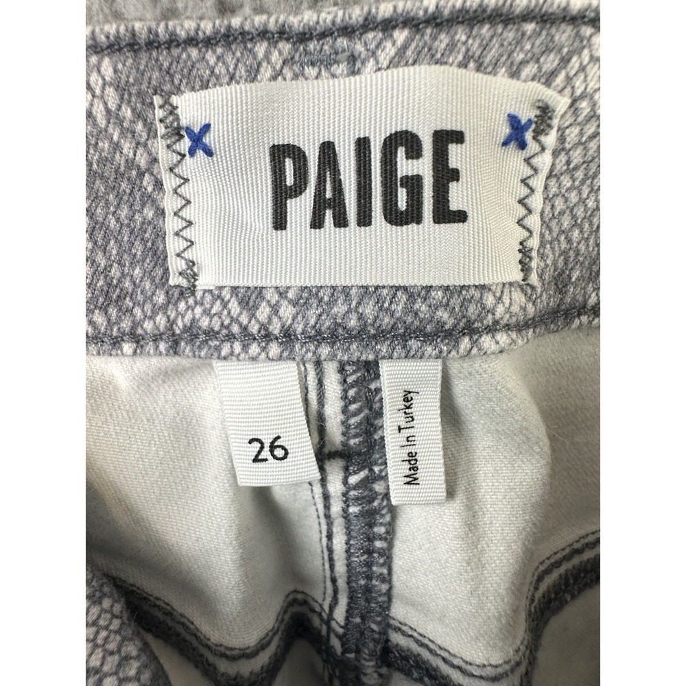 PAIGE Jeans Womens 26 Gray Hoxton Slim Snake Print Raw Hem 26x27 - Picture 6 of 14